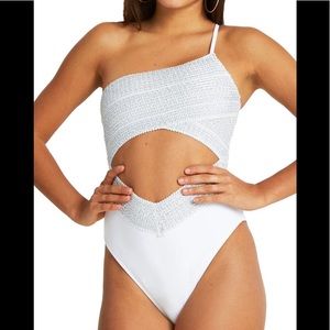 NWT River Island one shoulder wrap one piece swimsuit size 8 US/12 UK